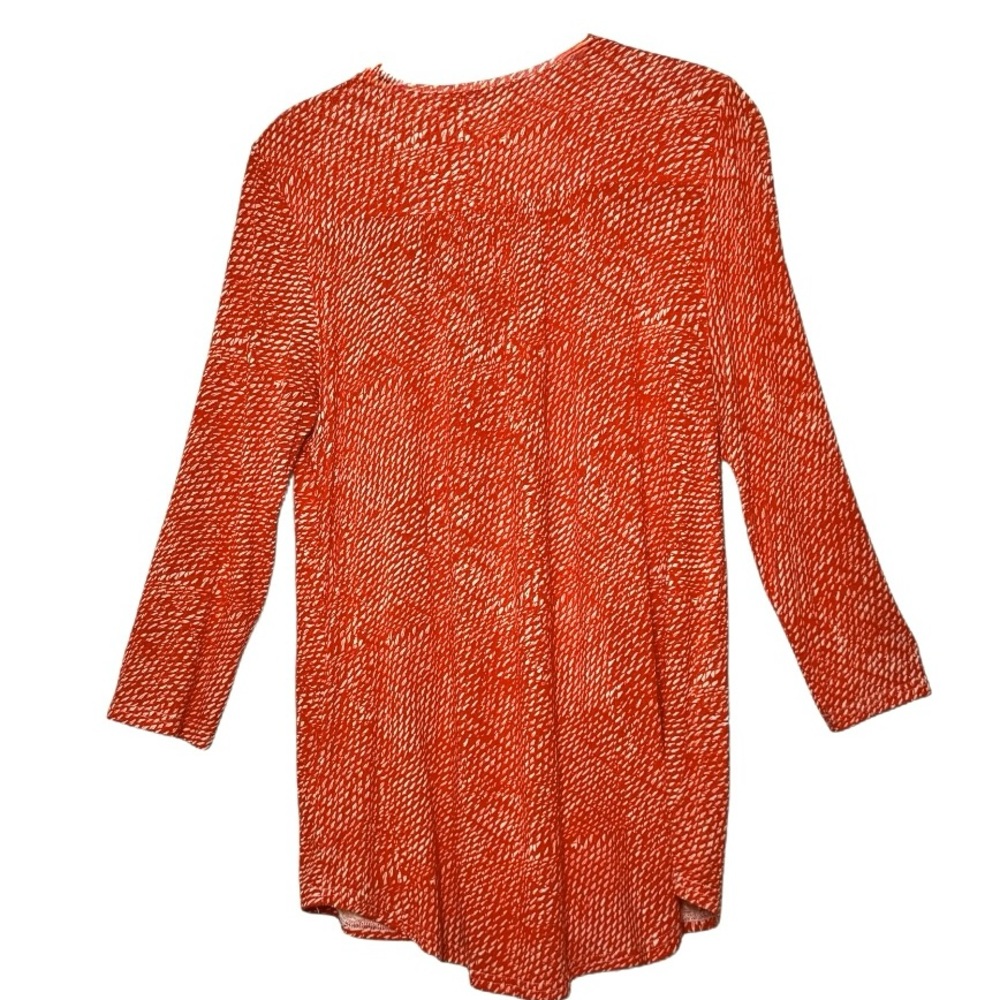 Dalia Women’s V-Neck Stretch Tunic Top Small Orange Red 3/4 Sleeve Summer - Picture 7 of 12